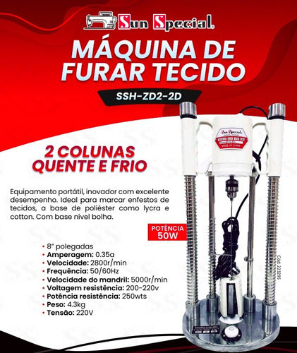 Máquina De Furar Tecido Ssh-zd2-21d 220v - Sun Special