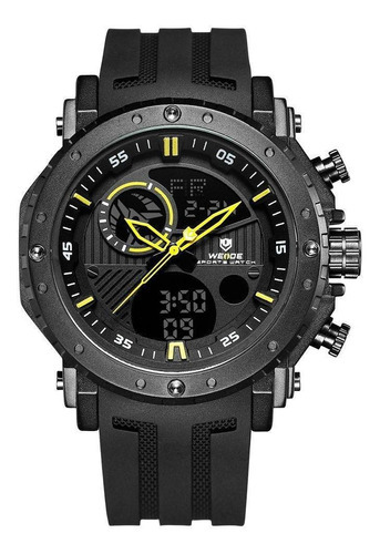 Relógio Masculino Weide Anadigi Wh6903 - Preto E Amarelo