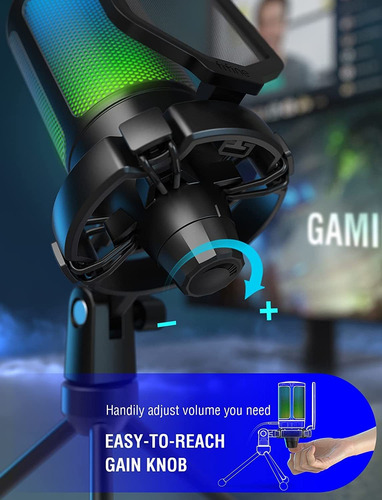 Micrófono Para Juegos Fifine, Usb-c, Condensador, Rgb, Trípo