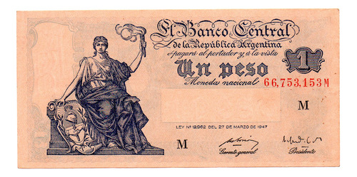 Billete 1 Peso Del Progreso, Bottero 1839, Año 1950 Exc