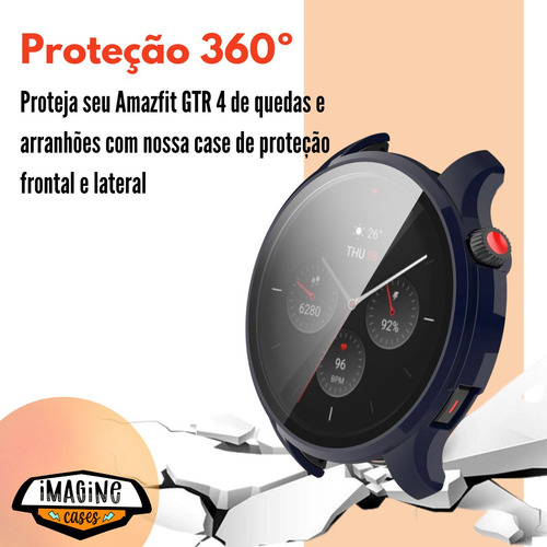 Capa Case Bumper Proteção Vidro Temperado Para Amazfit Gtr 4