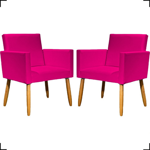 Kit 2 Cadeiras Recepção Poltronas Consultório Corino Cores Cor Pink
