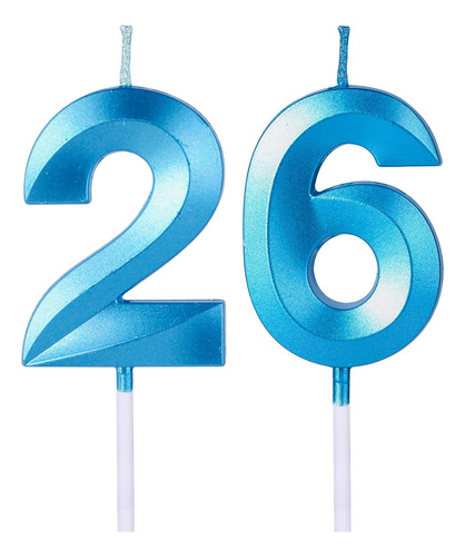 Velas De Cumpleaños 26th & 62nd Azules Tartas, Número...