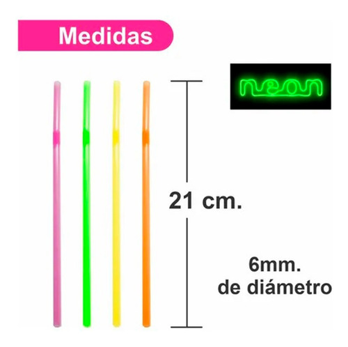 Popote Neón Flexible Desechable 50 Popotes Primo