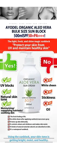 Ayodele Aloe Vera Spf50+ Pa+++ Protector Solar Para Cuerpo Y