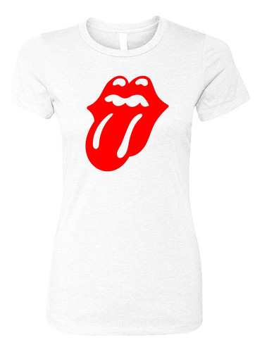 Camiseta Rolling Stones Femenina White Serie Dama 