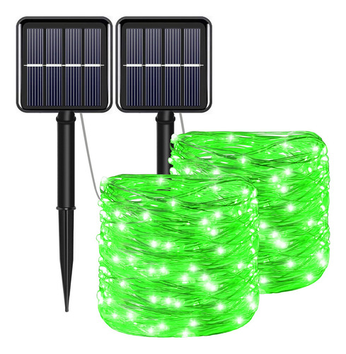 Guirnalda De Luces Solares De Navidad Verdes Para El Da De S