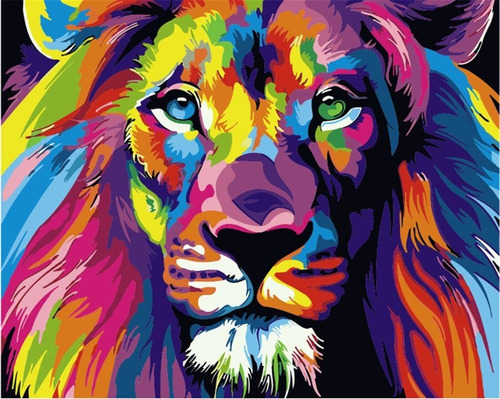 Pinta Por Números Diy Colorful Lion Komking