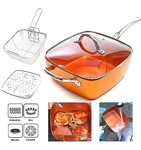Imagem 4 de 6 de Panela Frigideira Antiaderente Multiuso C/ Cesta Fritura 25c