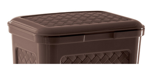 Imagen 3 de 10 de Tarro De Residuos Rattan Con Pedal 13 Lts Chocolate