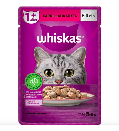 Alimento P/gato Whiskas Fillets Parrillada Mixta 6pz De 85gr