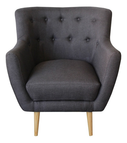 Sillon Ficus 1 Plaza - Madera Y Tapiz Color Gris Diseño De La Tela Lino