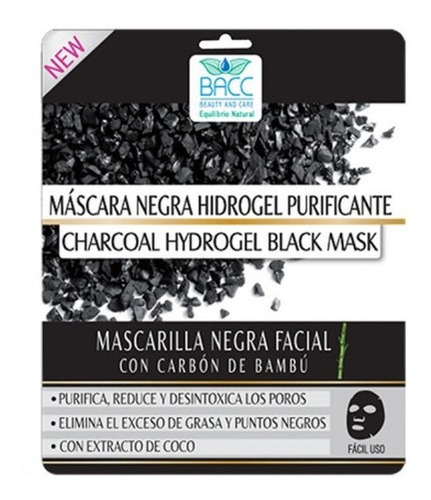 Bacc Mascarilla Facial Negra Hidrogel  Por Dos 