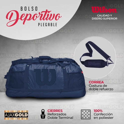 Imagen 4 de 9 de Bolso Wilson Deportivo Viaje Urbano Fitness Bolsillo Gym
