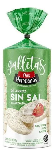 Galletas De Arroz Dos Hermanos Sin Sal 100g Pack 12 Unid