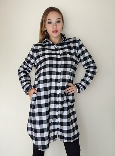 Maxi Camisa Mujer Leñadora Oversize Amplia Cuadros Pilu Dama