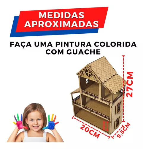 Casinha de Bonecas Infantil em Madeira MDF Casa de Brinquedo 2