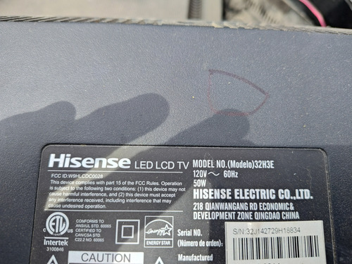 Main Hisense 32h3e (tp.ms3393.pb851) *804 (Usado)