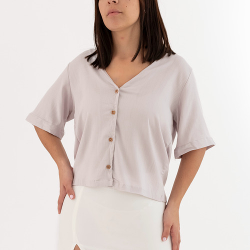 Camisa Nano De  Lino Escote V Vera #3421