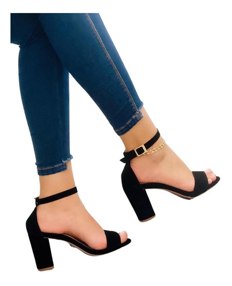 Hermosas Sandalias Mujer Dama Con Tacon Negro Hermosas Sandalias Mujer Dama Con Tacon Negro