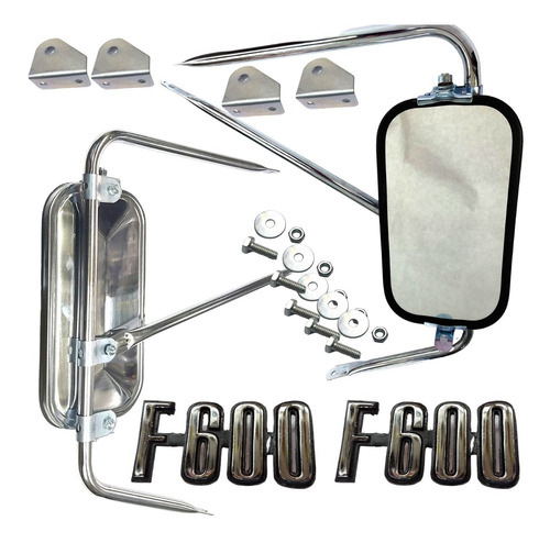 Ford F-600 Camión Kit Espejos Metalicos Cromados Y Emblemas