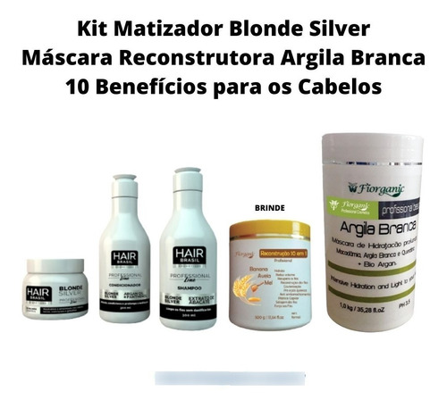 Matizador Profissional Blonde Silver + Argila Branca + Brind