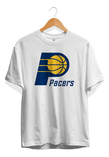 Remera Basket Nba Indiana Pacers Blanca Logo Completo