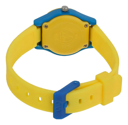 Reloj infantil Q&Q con diseño de pingüino amarillo y azul, color de fondo, diseño de pingüino