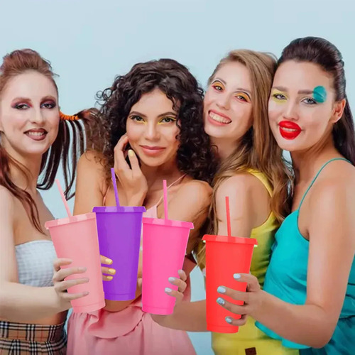 28 Piezas Vasos Reutilizables De 24 Oz Con Tapa Y Popote