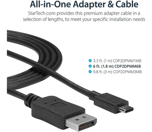 Startech.com Cable Usb C A Displayport 1.2 De 1,8 M 4k 6...