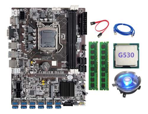 Placa Base B75 Eth Mining De 12 Pcie A Usb Lga1155 Con G530