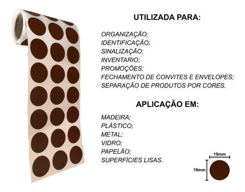 Imagem 3 de 3 de Etiqueta De Bolinha Indicativa Marrom 19mm - 1.000 Und.