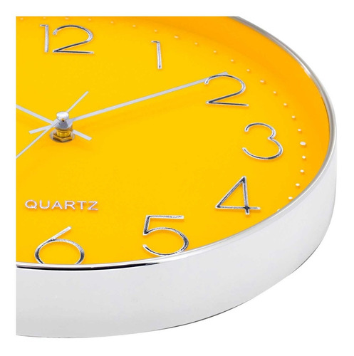 Reloj Pared Puente Nacional Decoracion Plata Y Amarillo Ø30c Color De La Estructura Plateado Color Del Fondo Negro