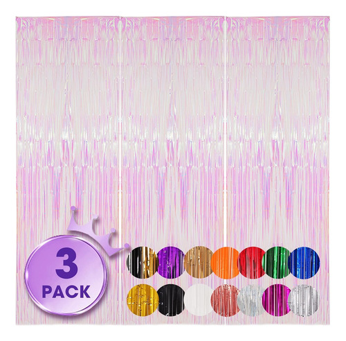2 Cortinas Tornasol Iridiscente Para Fiesta Unicornio Unicornio Iridiscente