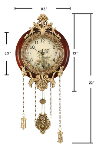 Reloj De Pared Aero Snail 9 Con Péndulo Vintage, Modelo Retr