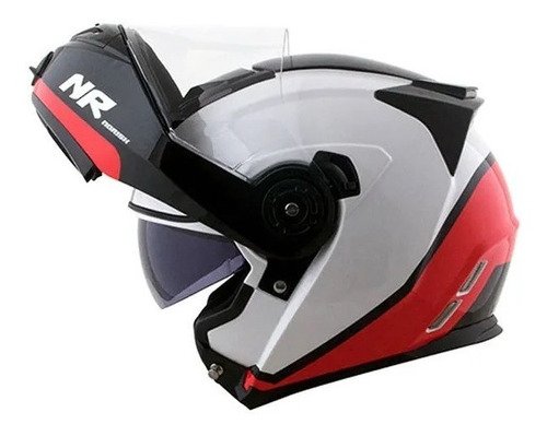 Capacete Norisk Ff345 Route Chance Branco Vermelho Robocop