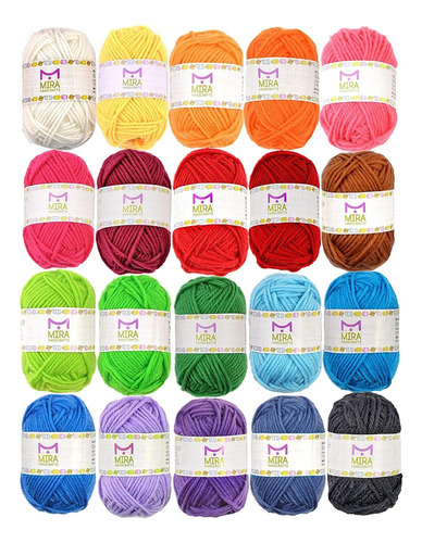 Kit De Inicio De Crochet Con 20 Madejas De Lana Acrílica, 43
