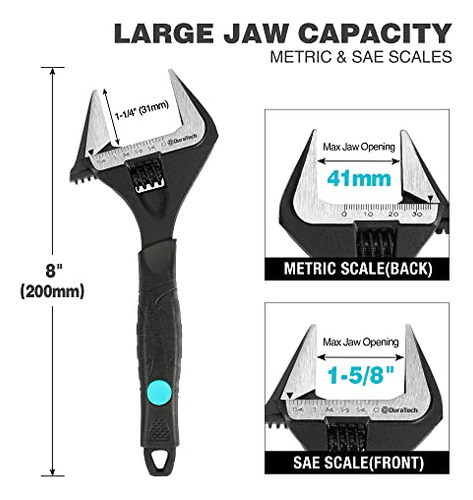Llave Ajustable De 8 Pulgadas Duratech, Con Amplia Apertura