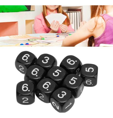 20 Dados Numéricos Negros De 6 Caras, Dados Poliédricos De E