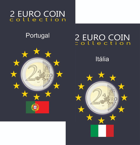 Álbum Para Moeda 2 Euros Portugal + Itália - Organizer