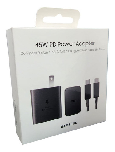 Cargador Samsung Tipo-c A Tipo-c 45w Pd Power Adapter Negro 
