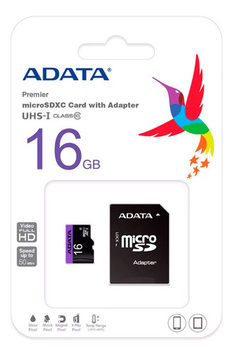 Paquete 10 Memorias Adata Sd C/adaptador Sd Premier U1 16gb