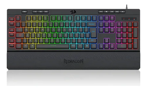 Teclado Gamer Membrana Redragon Shiva Rgb V2 Preto Preto Português Brasil