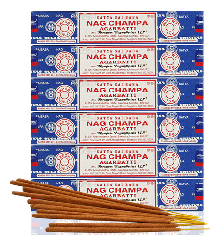 Kit Incenso Nag Champa Diversos 6 Cx Melhores Aromas Satya