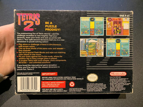 Tetris 2 Super Nintendo Snes Caja Sola Y Manual (Usado)