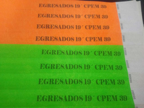 Pulseras Tyvek Impresas X100