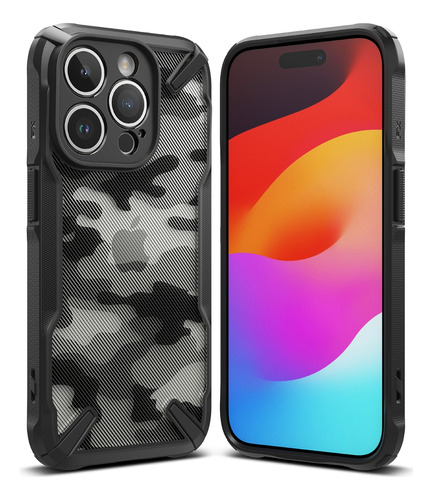 Funda Ringke Fusion X Design Para iPhone 15 Pro Camo Black