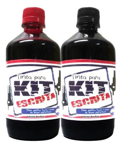 2 Tinta 500ml Preta + Vermelha Kit Escrita Ña Metiq Cartazis