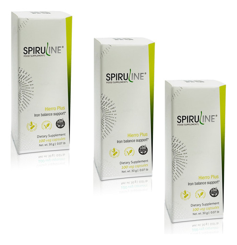 Hierro Plus X3 Spiruline Previene Anemia 100 Capsulas C/u