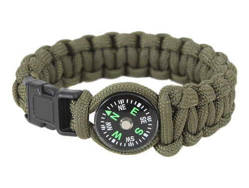 Pulsera Paracord Con Brújula Rothco Oliva